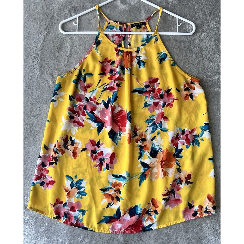 PAPERMOON Blouse top Women Size‎ M Floral StitchFix yellow sleeveless